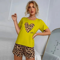 Leopard print pajama set.