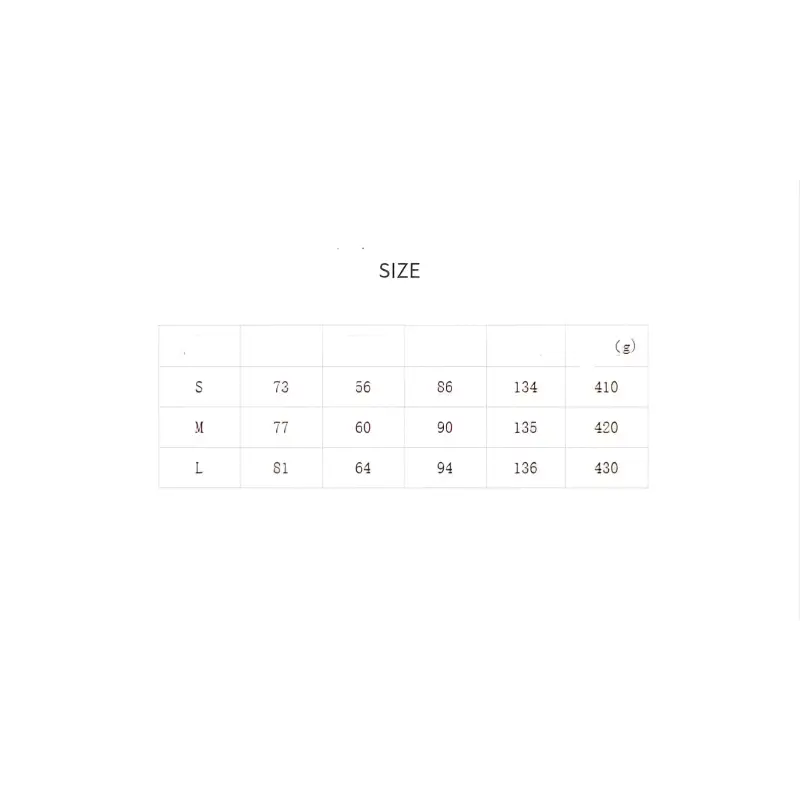 Size chart.
