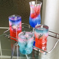 Red, white, and blue layered candles.
