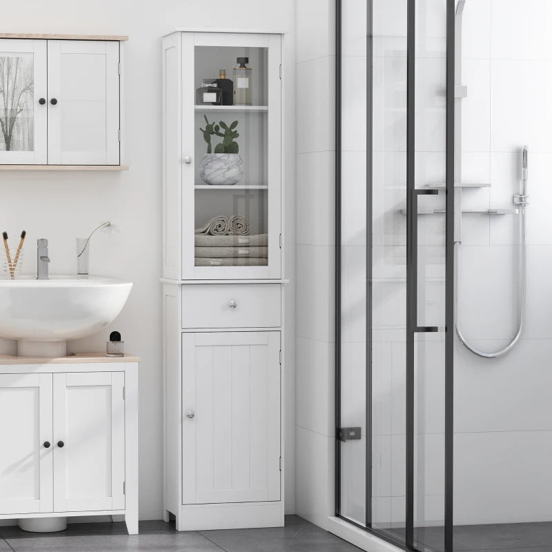 Tall Bathroom Cabinet with Glass Door