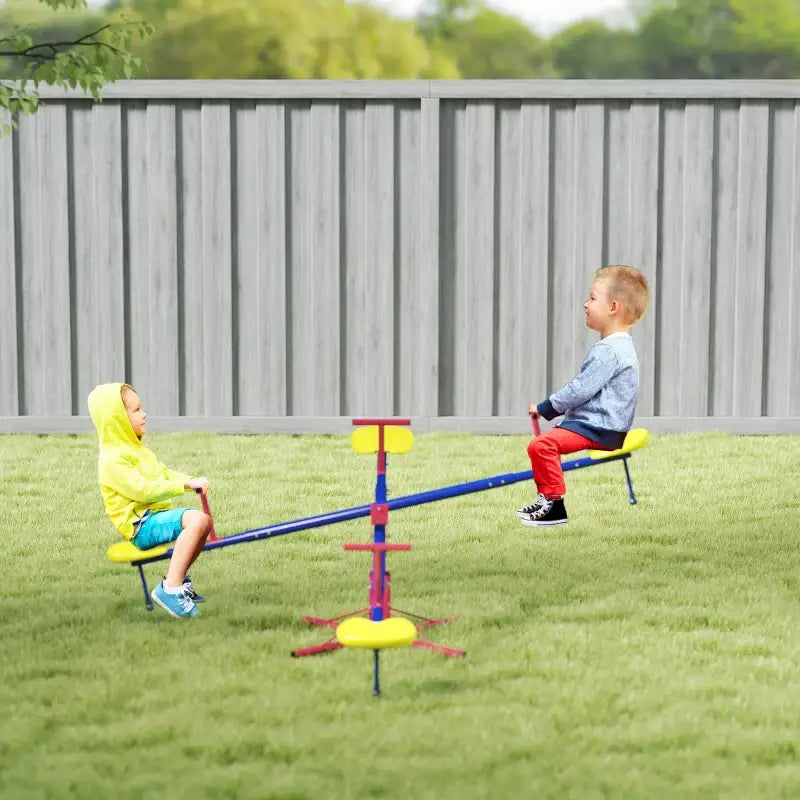 Children’s seesaw with two riders.