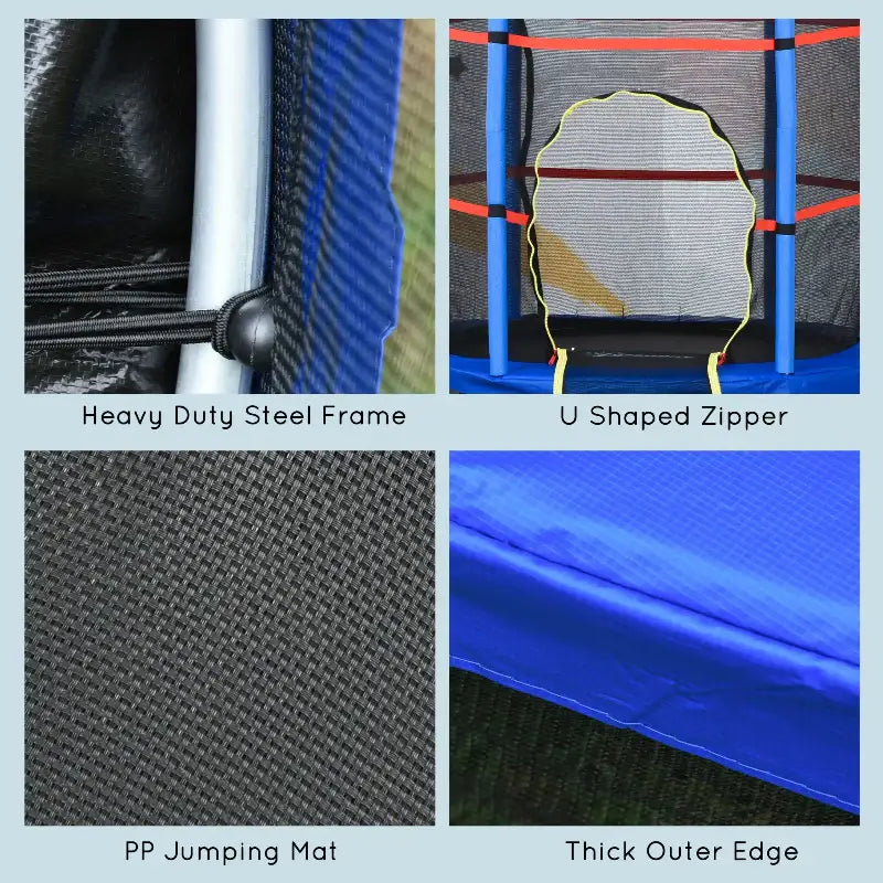 Trampoline component closeups.