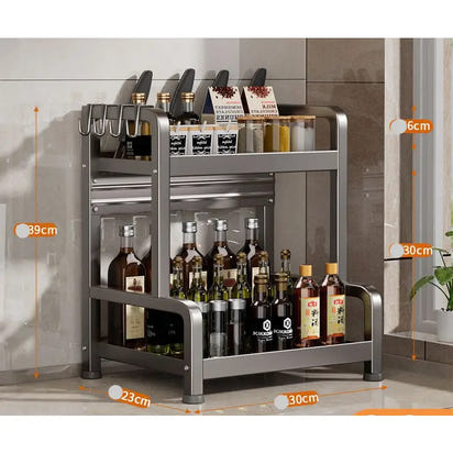 Two-tiered kitchen spice rack shelf spice stand for organized spice storage