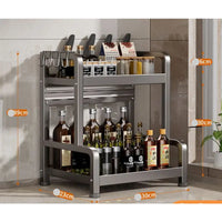 Two-tiered kitchen spice rack shelf spice stand for organized spice storage