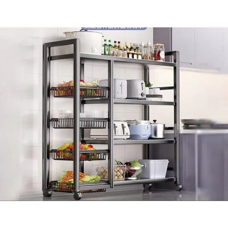 Metal kitchen storage rack.