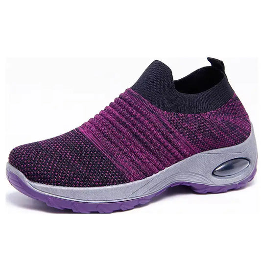 Purple and black slip-on sneaker.