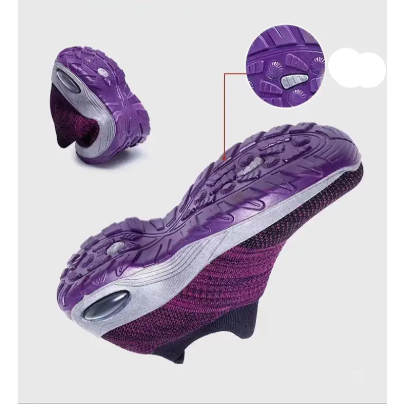 Purple and maroon athletic shoe.