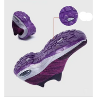 Purple and maroon athletic shoe.