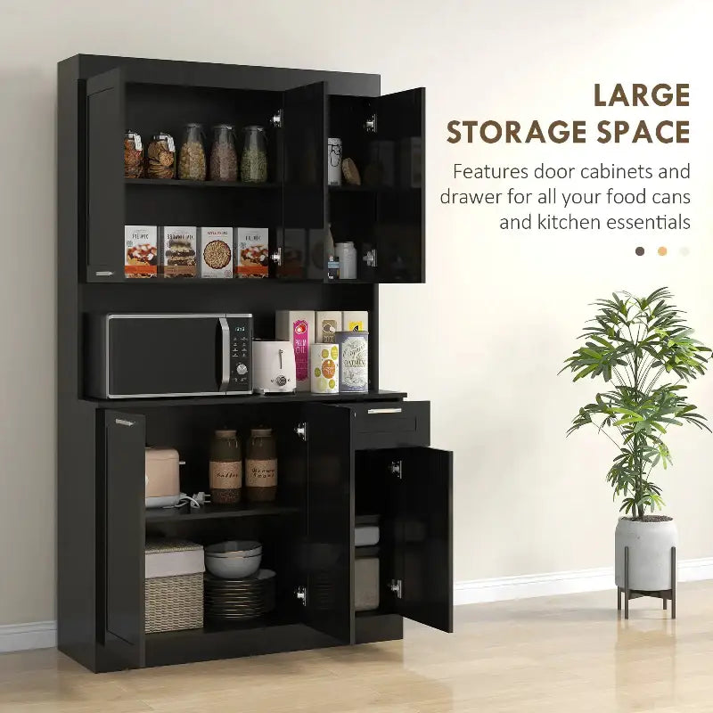 Black Kitchen Pantry Cabinet - sleek-selections