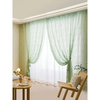 Green lace curtains.