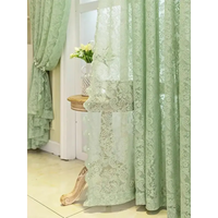 Green lace curtains.