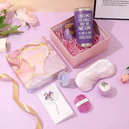 Gift box with spa items.