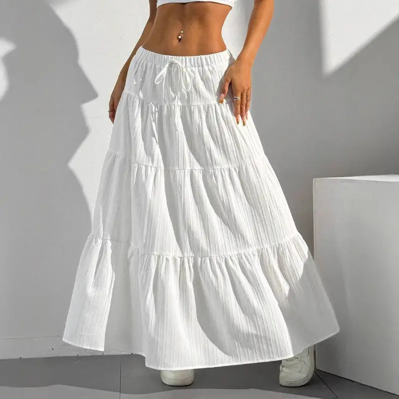 White tiered maxi skirt.
