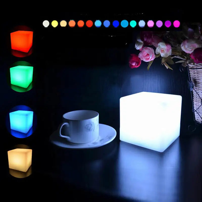 Color-changing LED cube lamp for atmosphere lighting in LED Cube Atmosphere Light -Table-Seat