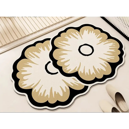 Floral-shaped bath mats.