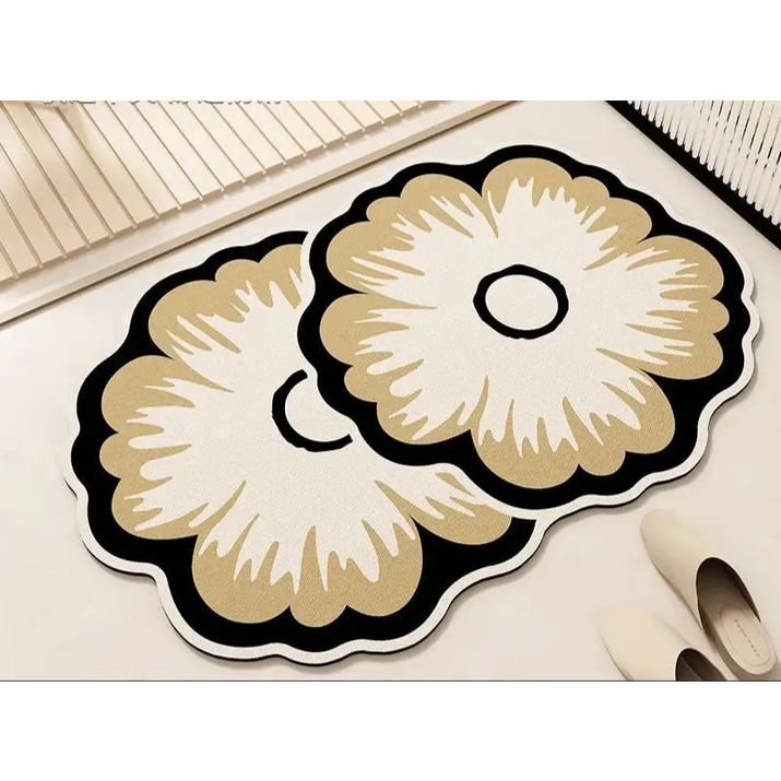 Floral-shaped bath mats.