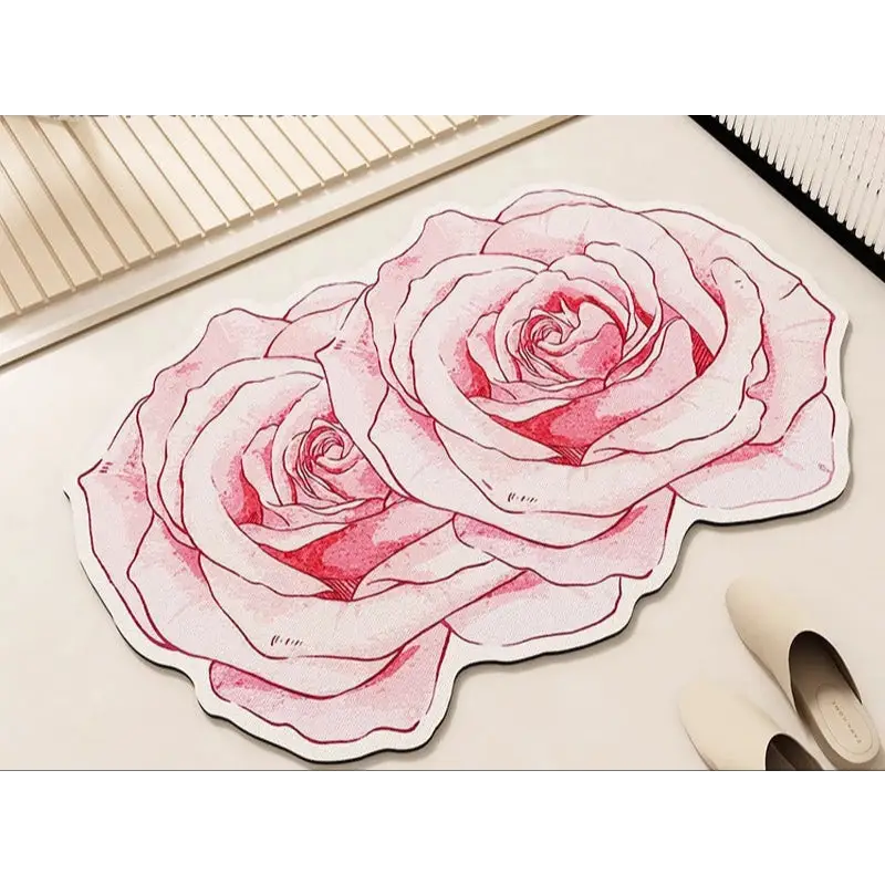 Rose-shaped pink rug.