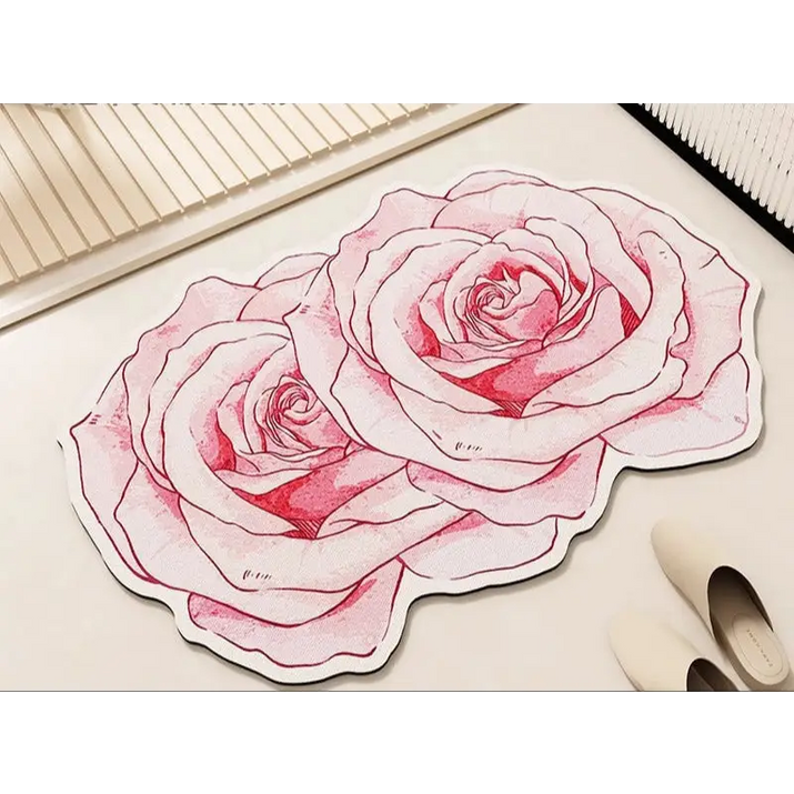 Rose-shaped pink rug.
