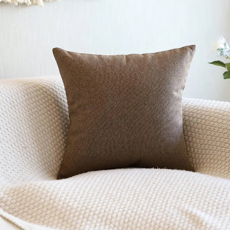 Brown square throw pillow.