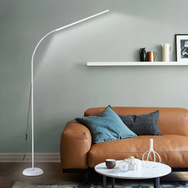 White arched floor lamp.