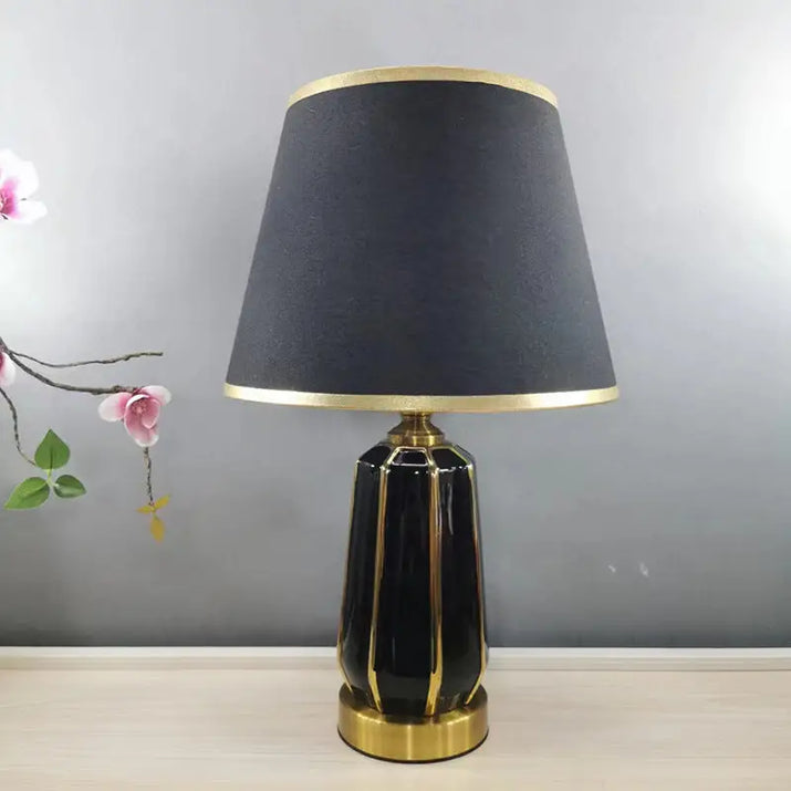Black and gold table lamp.