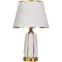 White and gold table lamp.
