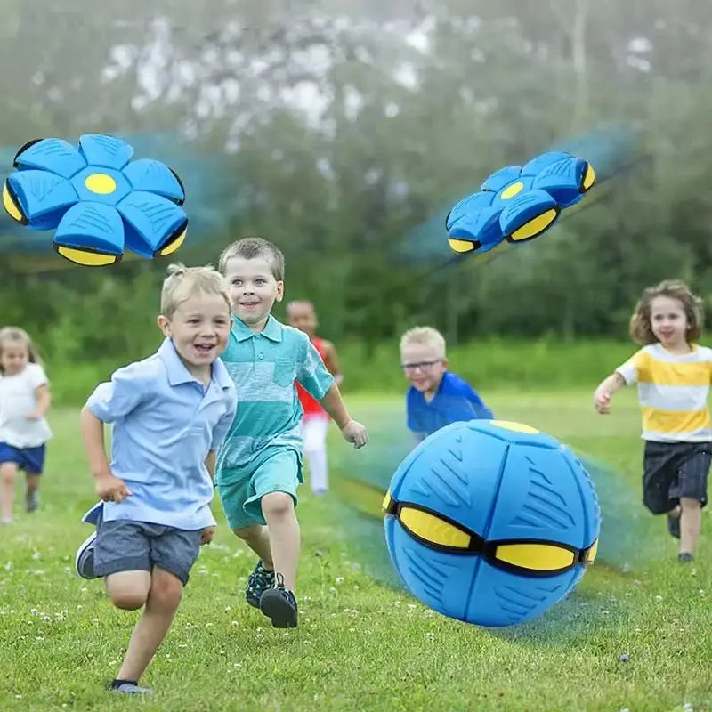 Blue transforming flying disc ball.