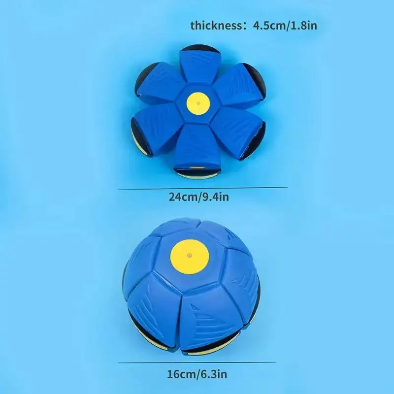Blue transforming disc-ball toy.