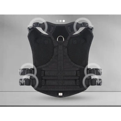 Black tactical chest vest with adjustable straps for large dogs and chest vest leash