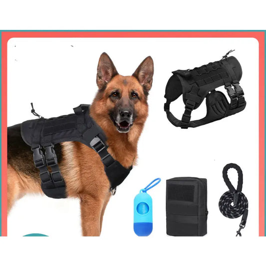 Tactical chest vest and leash for large dogs, suitable for Medium and Large Dogs