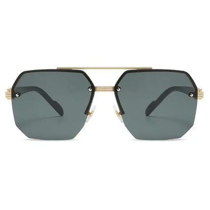 Octagonal sunglasses with a gold bridge.