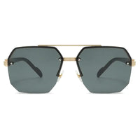 Octagonal sunglasses with a gold bridge.