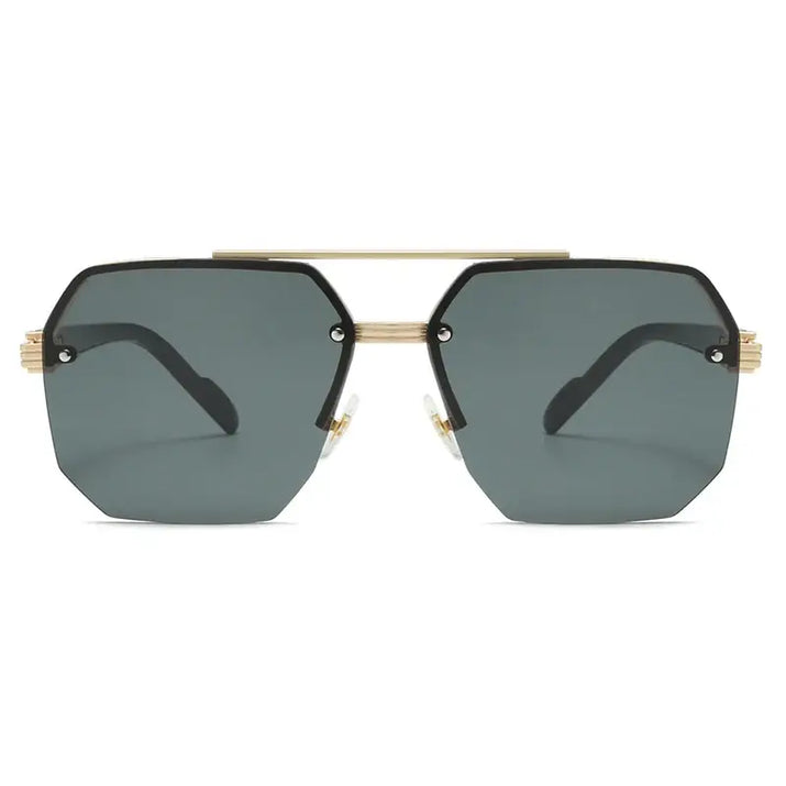 Octagonal sunglasses with a gold bridge.