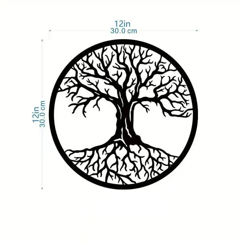 Circular tree of life metal art.
