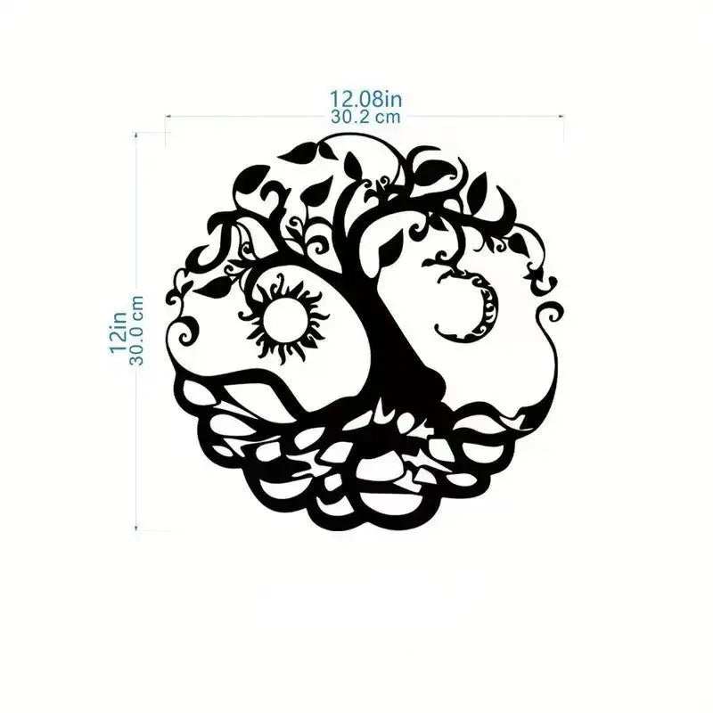 Circular tree of life metal wall art.
