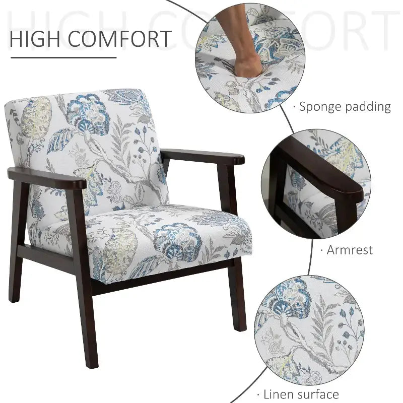 Floral upholstered modern accent chair in mid-century modern accent design