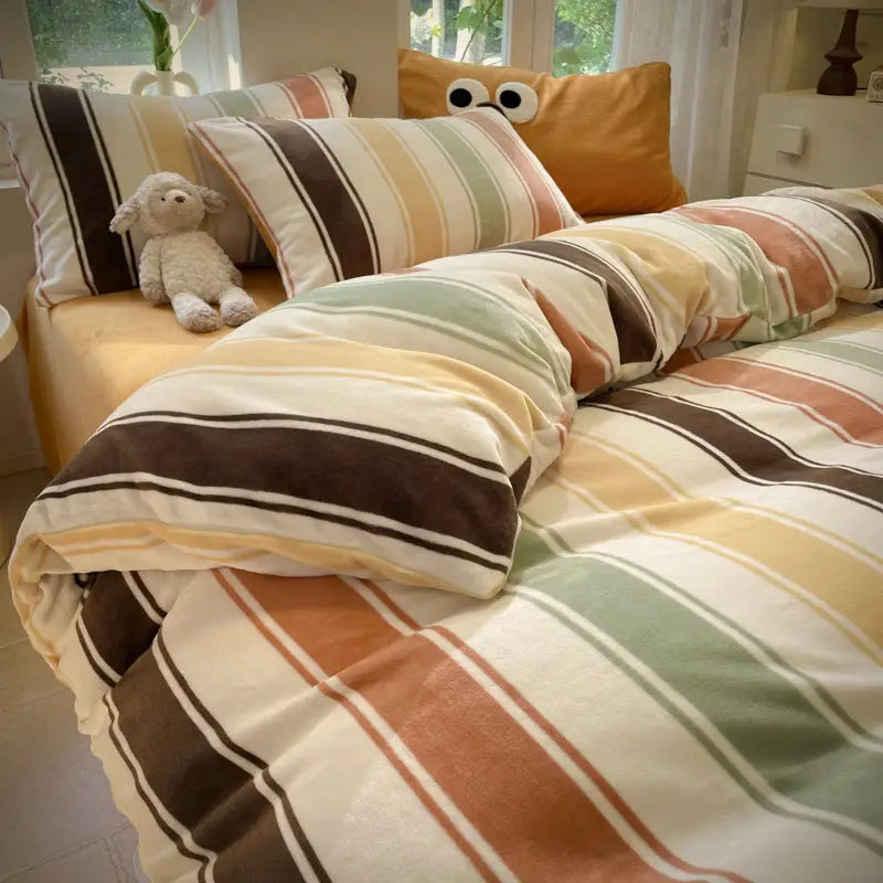 Striped bedding set.
