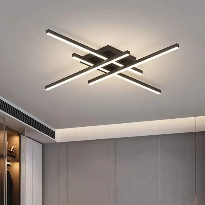 Modern, geometric LED ceiling light.