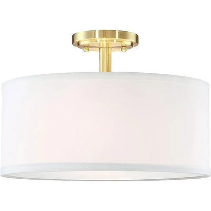 Gold and white drum ceiling light.