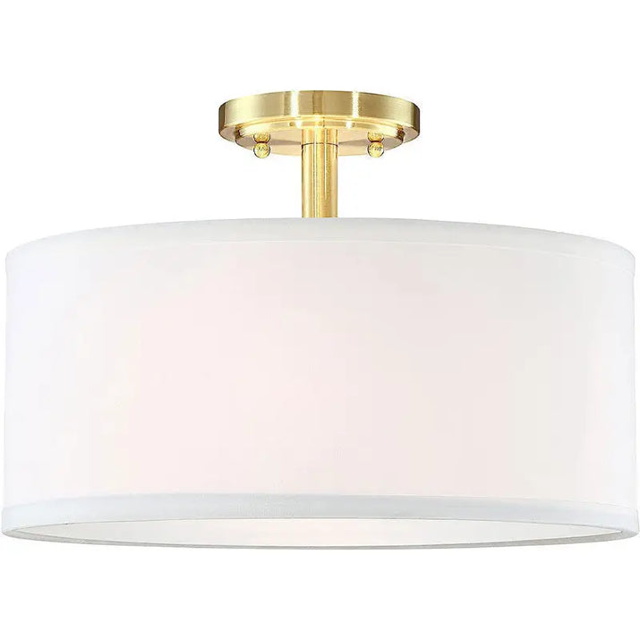 Gold and white drum ceiling light.