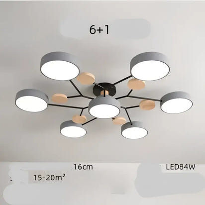 Modern gray and black ceiling light fixture.