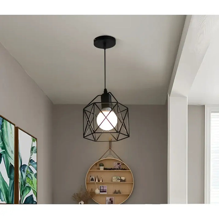Geometric black pendant light.