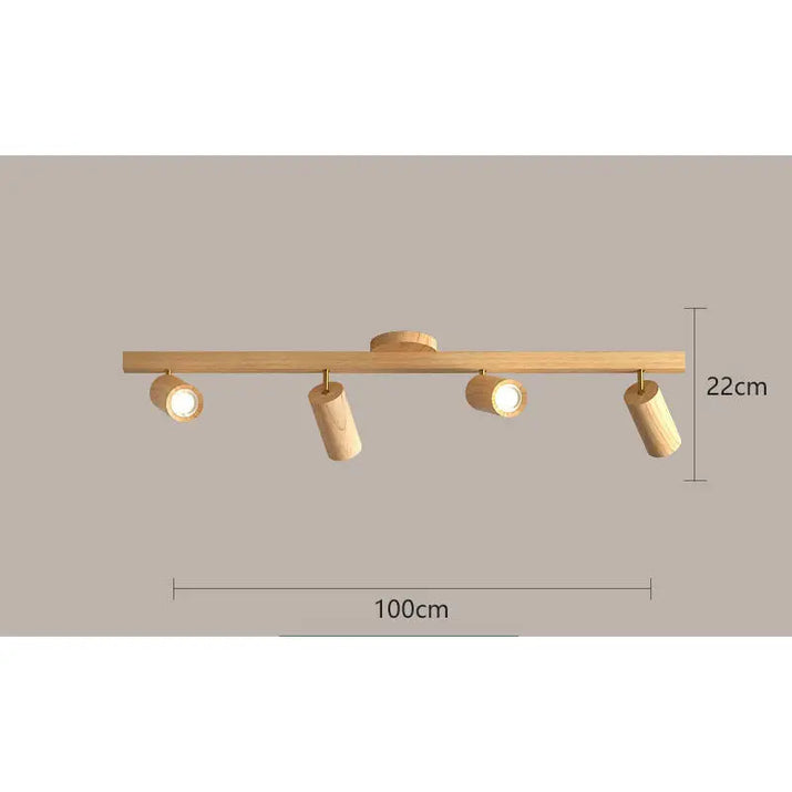 Wooden track lighting fixture.