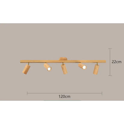 Wooden track lighting fixture.