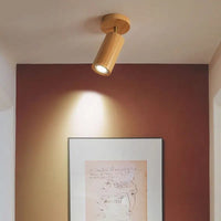 Wooden ceiling spotlight.