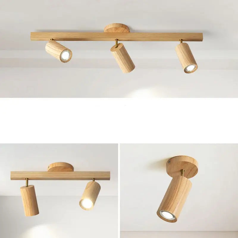 Wooden track lighting fixture.