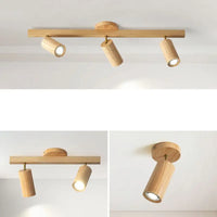 Wooden track lighting fixture.