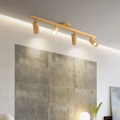 Wooden track lighting fixture.
