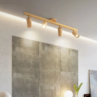 Wooden track lighting fixture.