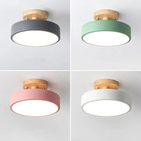 Four colorful ceiling lights.